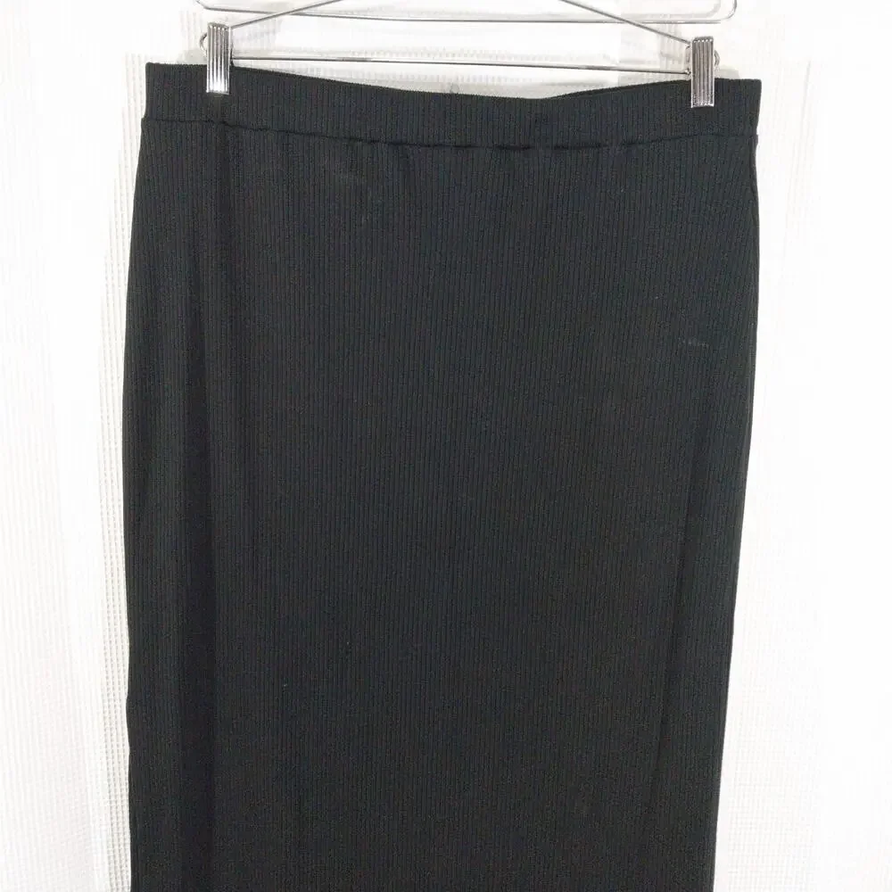 OLD NAVY! RICH, SATURATED BLACK RIBBED KNIT, ELASTIC WAIST SKIRT! SZ XL